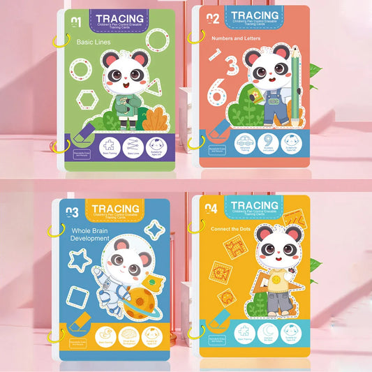 Children's Reusable Writing Workbook Set — 36 Pages with Erasable Pen