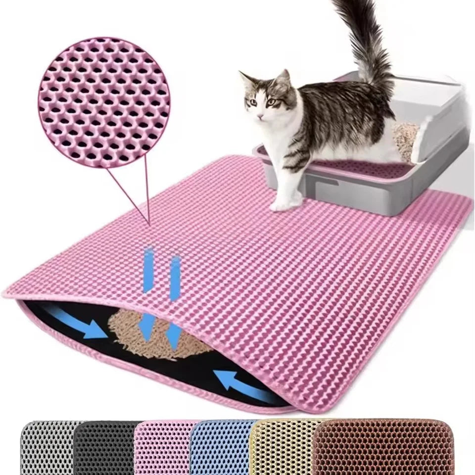 Cat Litter Mat Double Layer Pet Non Slip Big Pet Litter Box Filter Mat Wear Resistant Waterproof Anti-slip Cat Litter Mat