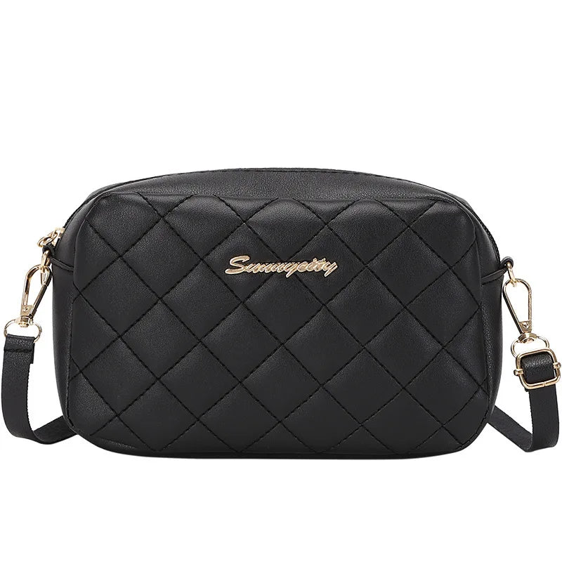 Tassel Small Messenger Bag Lingge Embroidery PU Leather Fashion Crossbody
