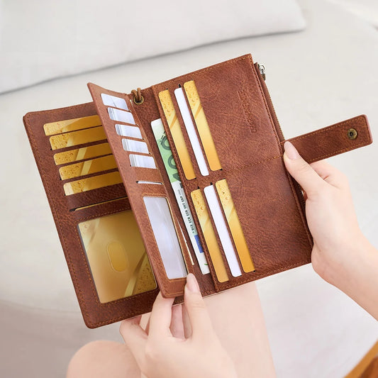 LuxeGuard™ Long Wallet 💖 — RFID Protection, Elegant Style