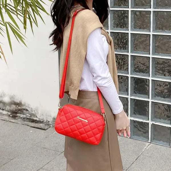 Tassel Small Messenger Bag Lingge Embroidery PU Leather Fashion Crossbody