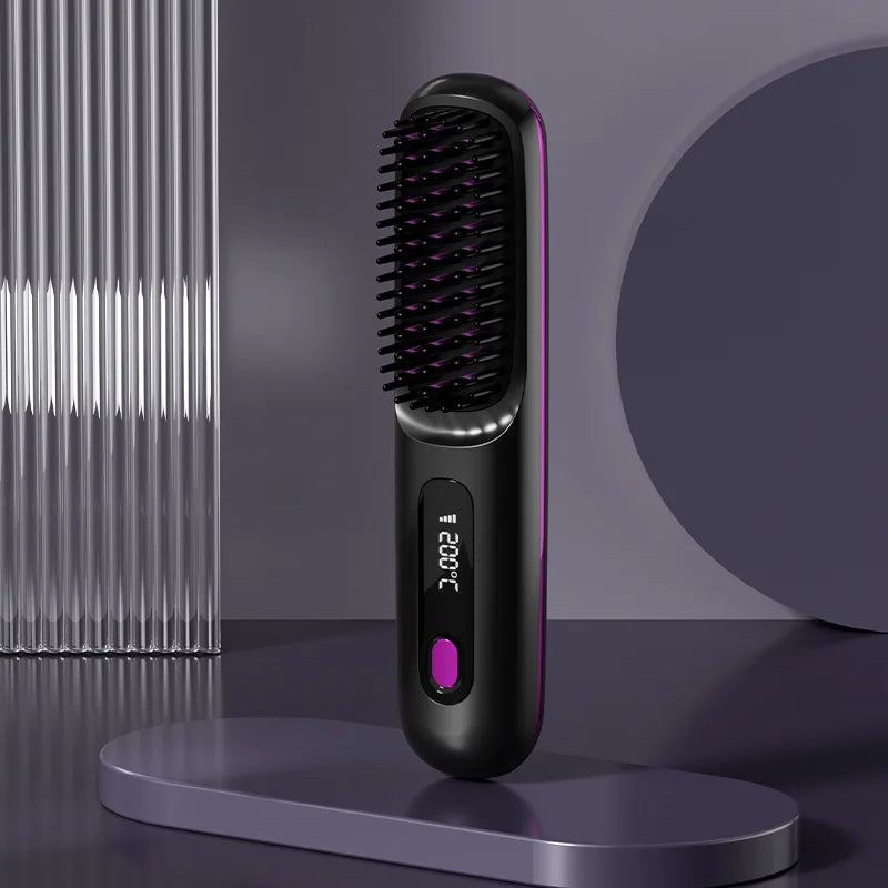 💁‍♀️Wireless Ceramic Hair Straightening Comb – Fast Heating, Anti-Frizz & Tangle-Free Design✨