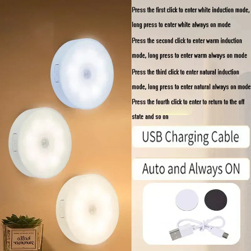 Motion Sensor LED Night Light – USB Rechargeable Wireless Closet Light
