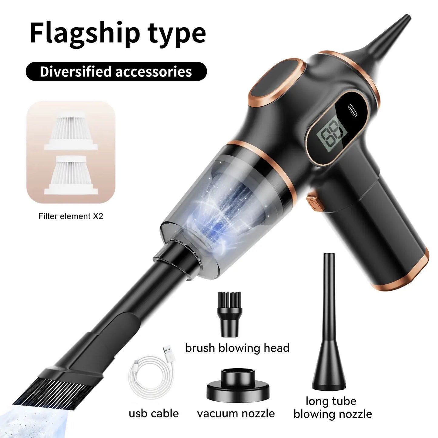 ABS Wireless Car Vacuum Cleaner Handheld HEPA Dust Filter