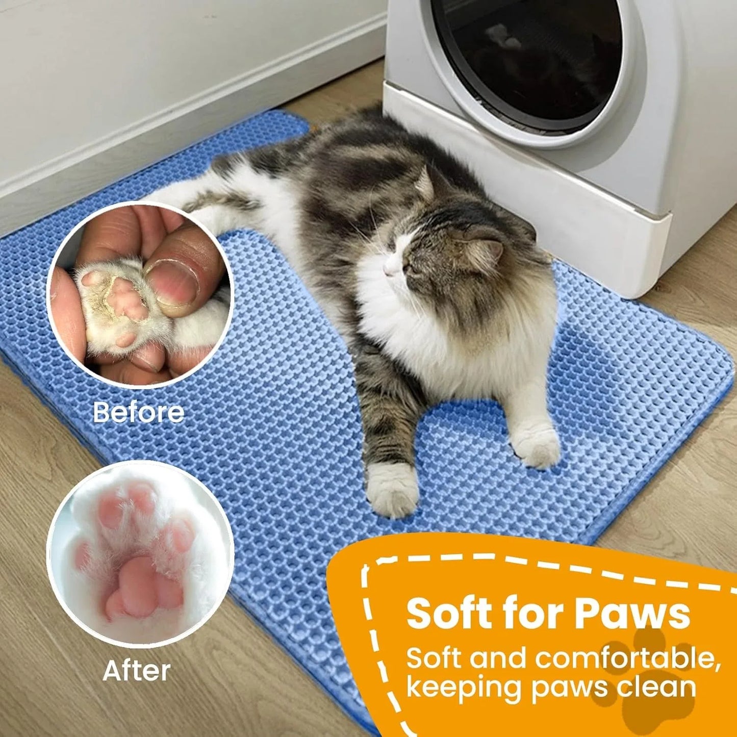 Cat Litter Mat Double Layer Pet Non Slip Big Pet Litter Box Filter Mat Wear Resistant Waterproof Anti-slip Cat Litter Mat