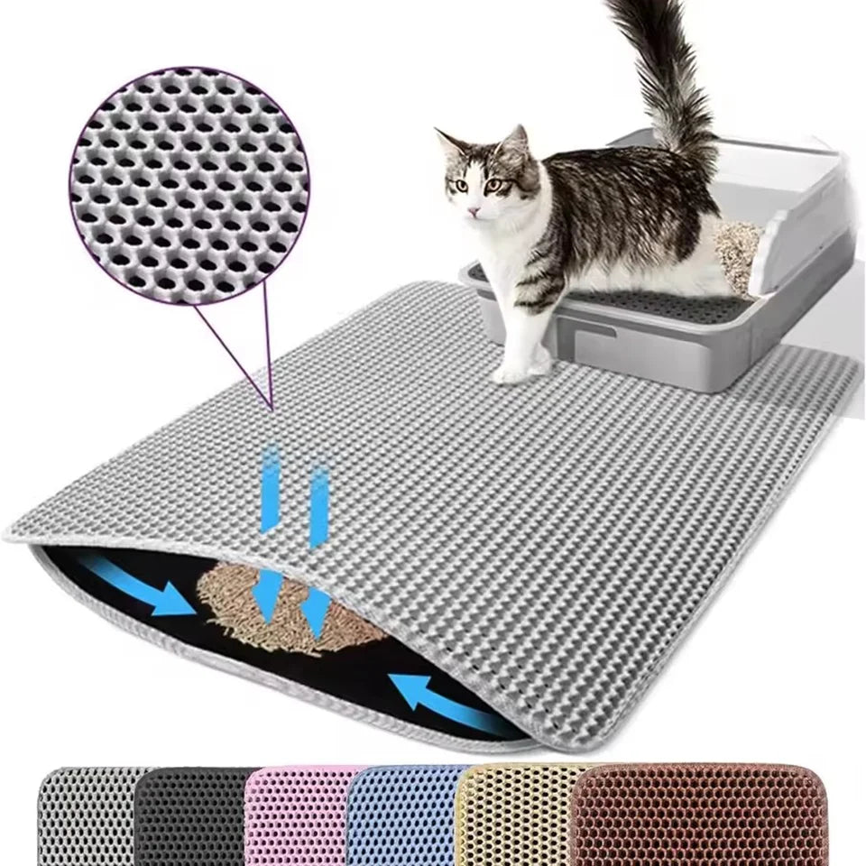 Cat Litter Mat Double Layer Pet Non Slip Big Pet Litter Box Filter Mat Wear Resistant Waterproof Anti-slip Cat Litter Mat