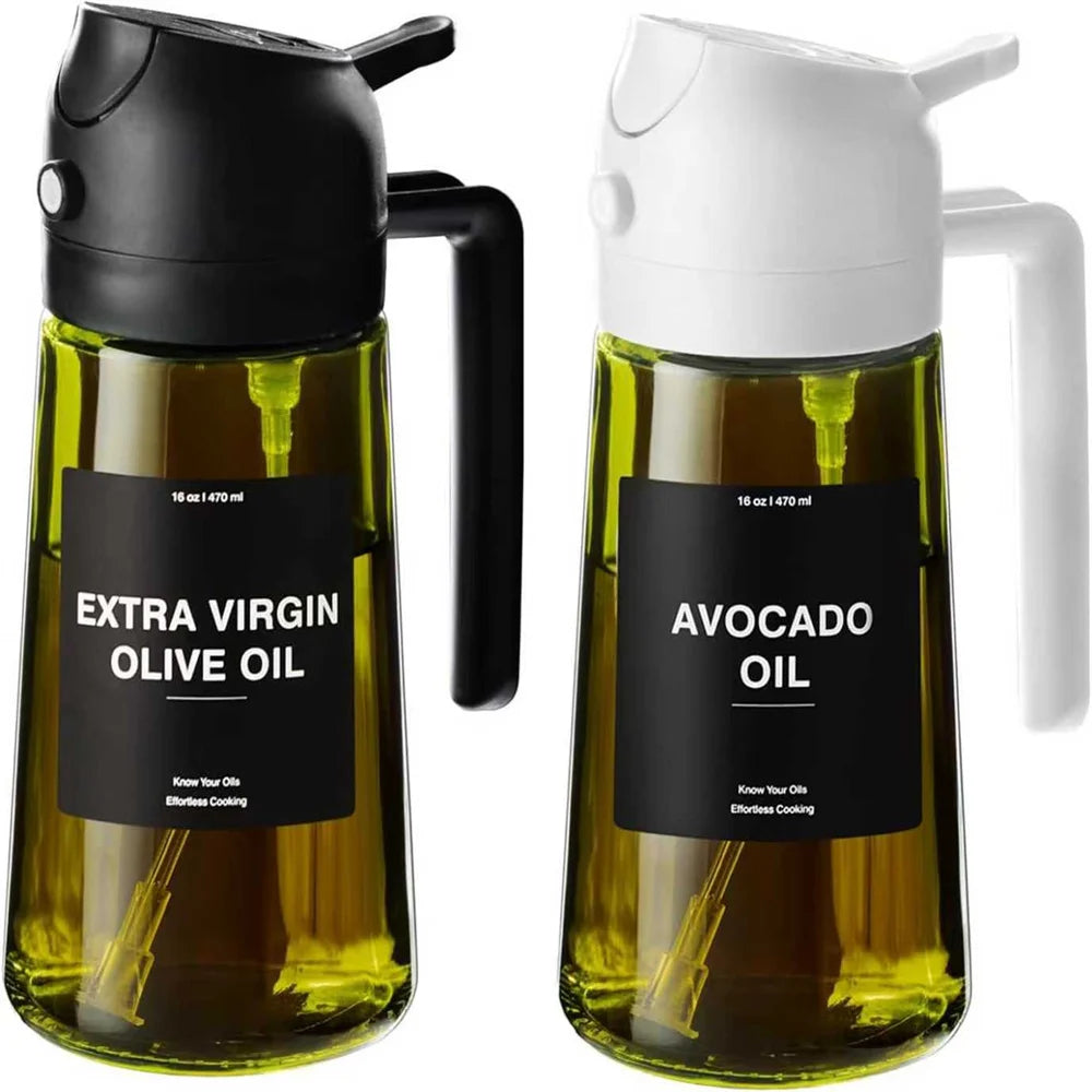 Oil Sprayer for Cooking,2-in-1 Olive Oil Dispenser and Oil Spray Bottle 470 ml