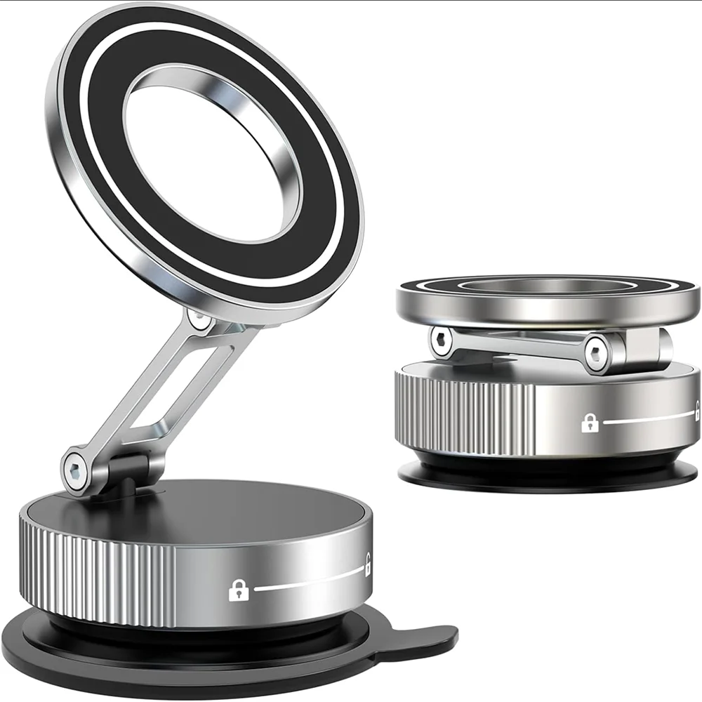 Magnetic Car Phone Holder – 360° Adjustable Vacuum Mount, Universal Fit