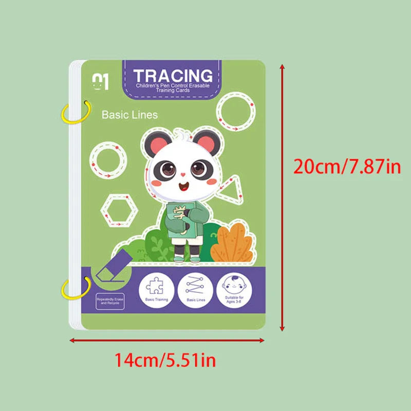 Children's Reusable Writing Workbook Set — 36 Pages with Erasable Pen