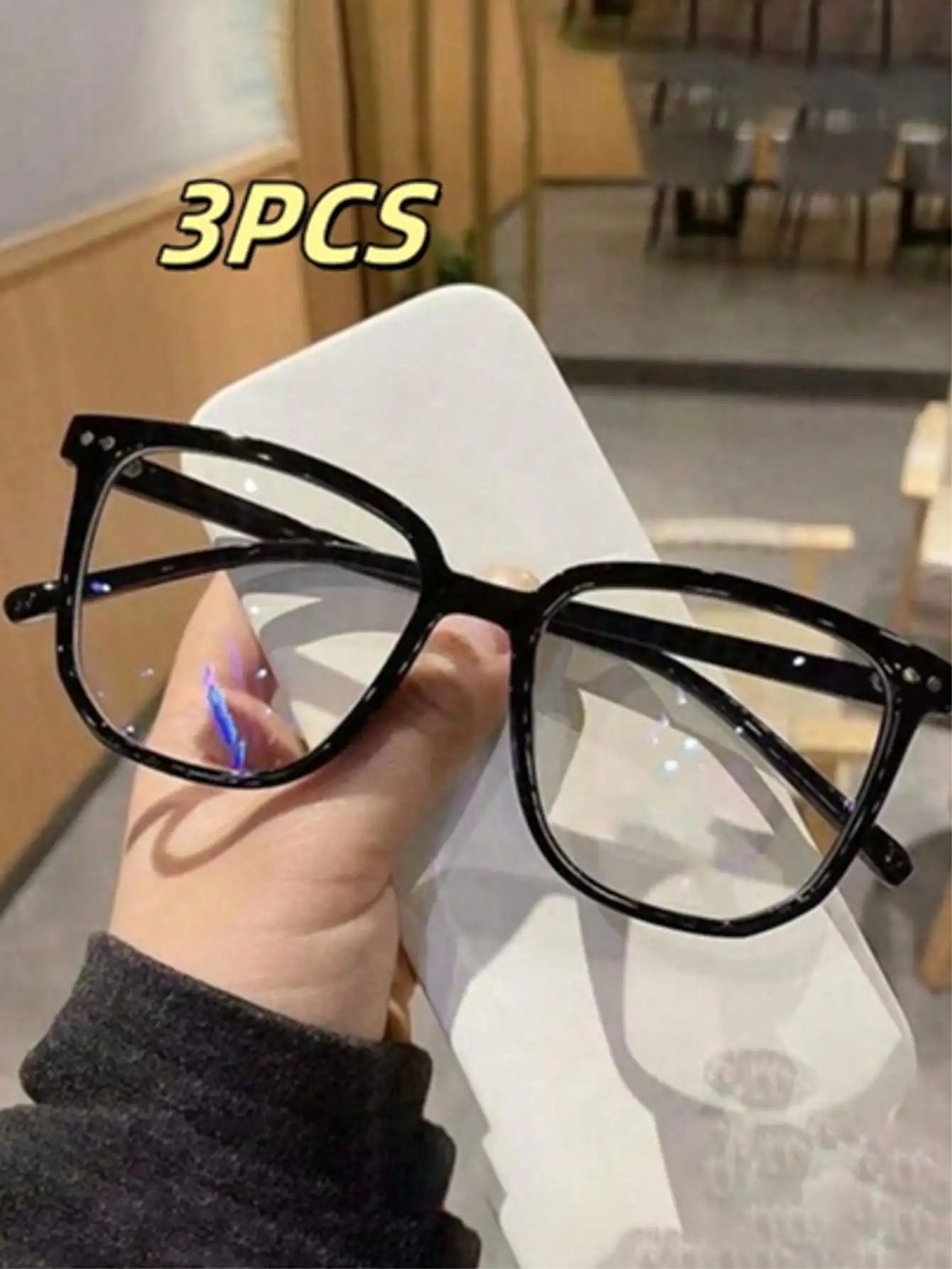 3pcs Unisex Square Frame Glasses