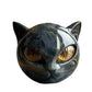 Black Cat Resin Figurine - Marble Texture Cat Head Stone Keepsake Office Desk Decor Gift for Cat Lovers Healing Crystal Style