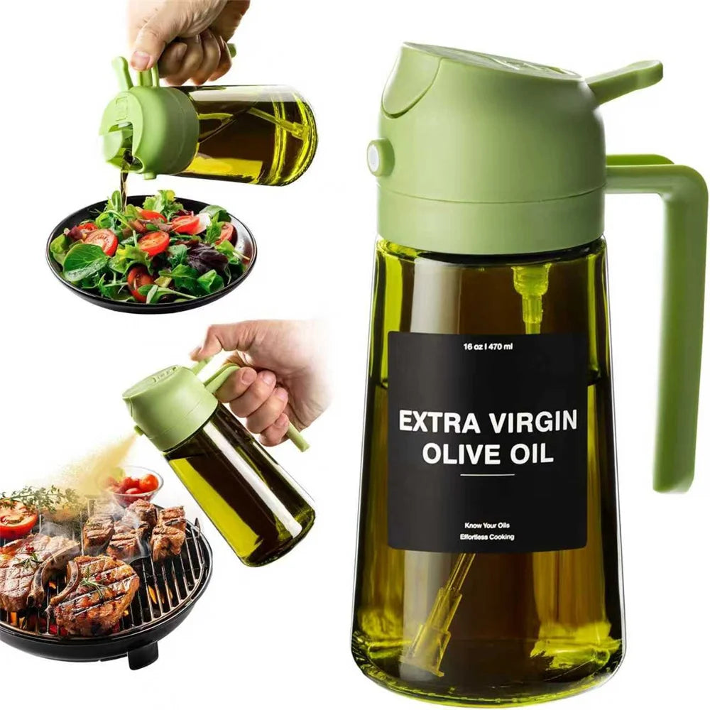 Oil Sprayer for Cooking,2-in-1 Olive Oil Dispenser and Oil Spray Bottle 470 ml