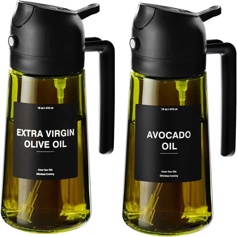 Oil Sprayer for Cooking,2-in-1 Olive Oil Dispenser and Oil Spray Bottle 470 ml