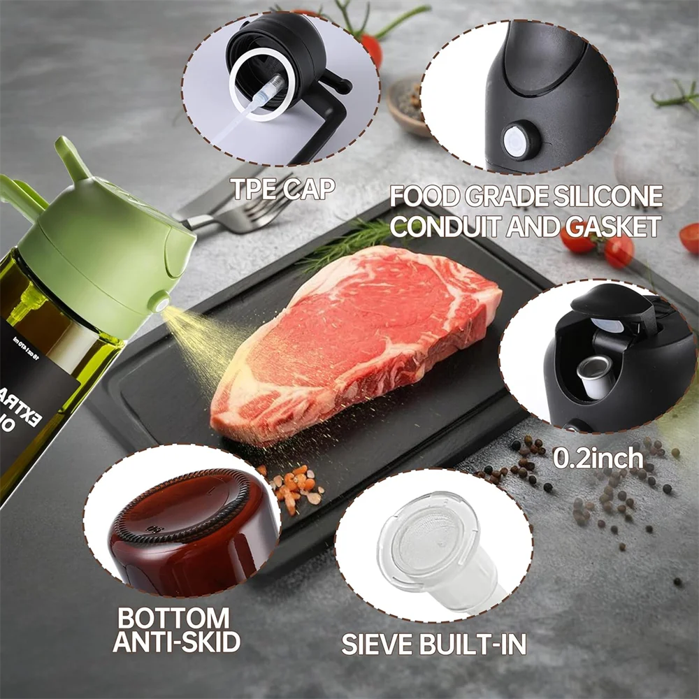 Oil Sprayer for Cooking,2-in-1 Olive Oil Dispenser and Oil Spray Bottle 470 ml