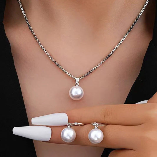 Wedding Pearl Jewelry Necklace Earrings Set