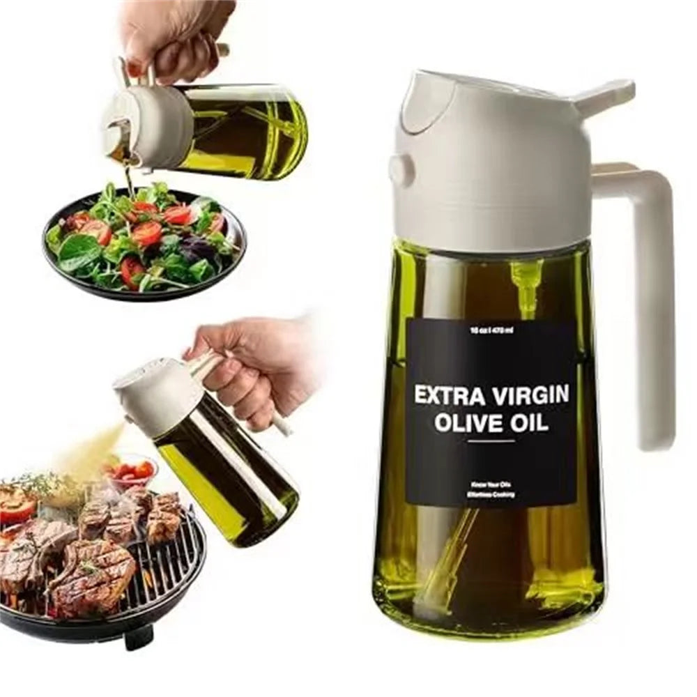 Oil Sprayer for Cooking,2-in-1 Olive Oil Dispenser and Oil Spray Bottle 470 ml