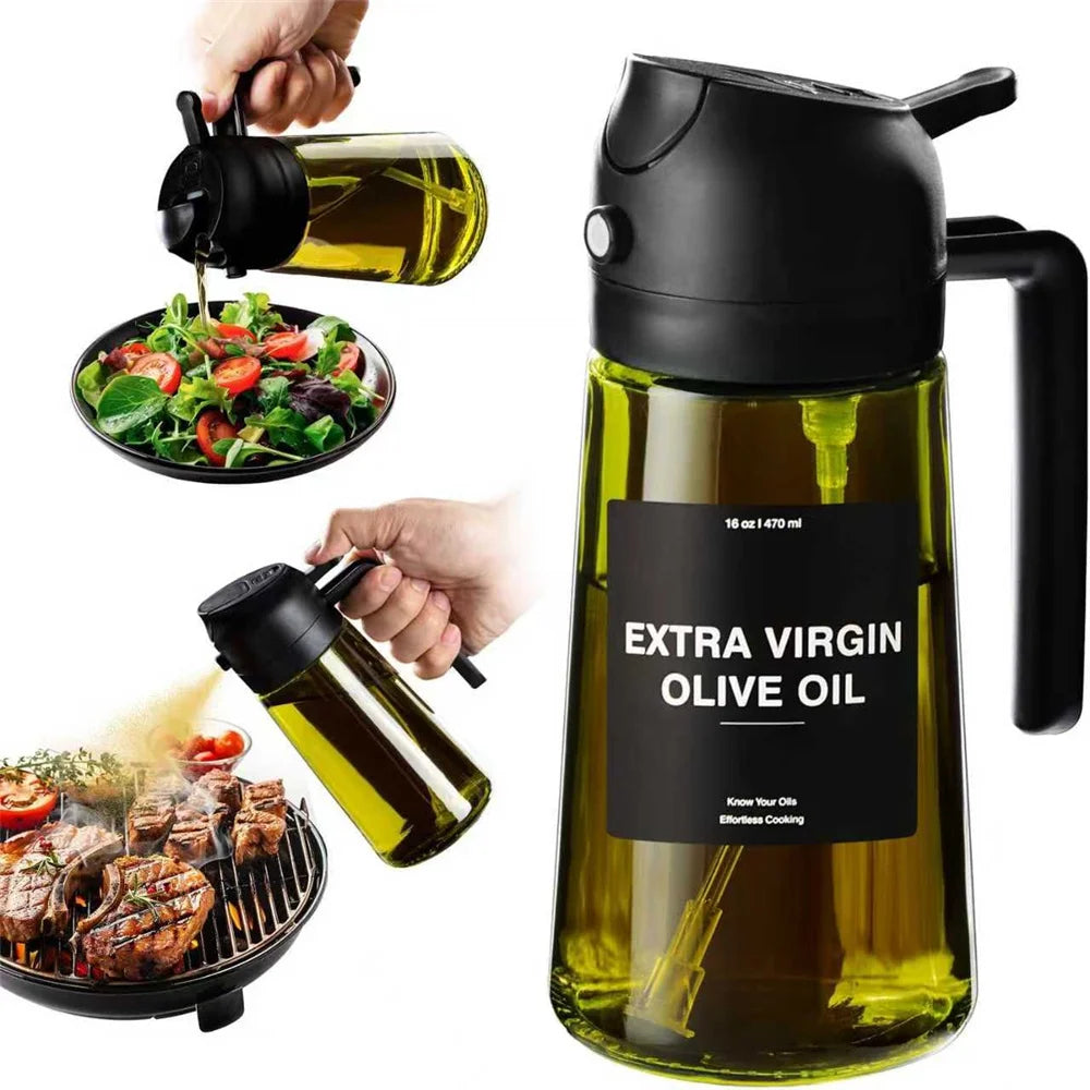 Oil Sprayer for Cooking,2-in-1 Olive Oil Dispenser and Oil Spray Bottle 470 ml