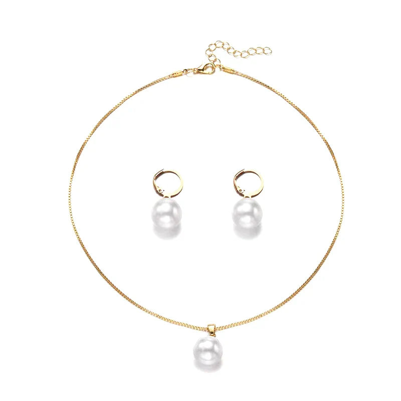 Wedding Pearl Jewelry Necklace Earrings Set