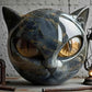 Black Cat Resin Figurine - Marble Texture Cat Head Stone Keepsake Office Desk Decor Gift for Cat Lovers Healing Crystal Style