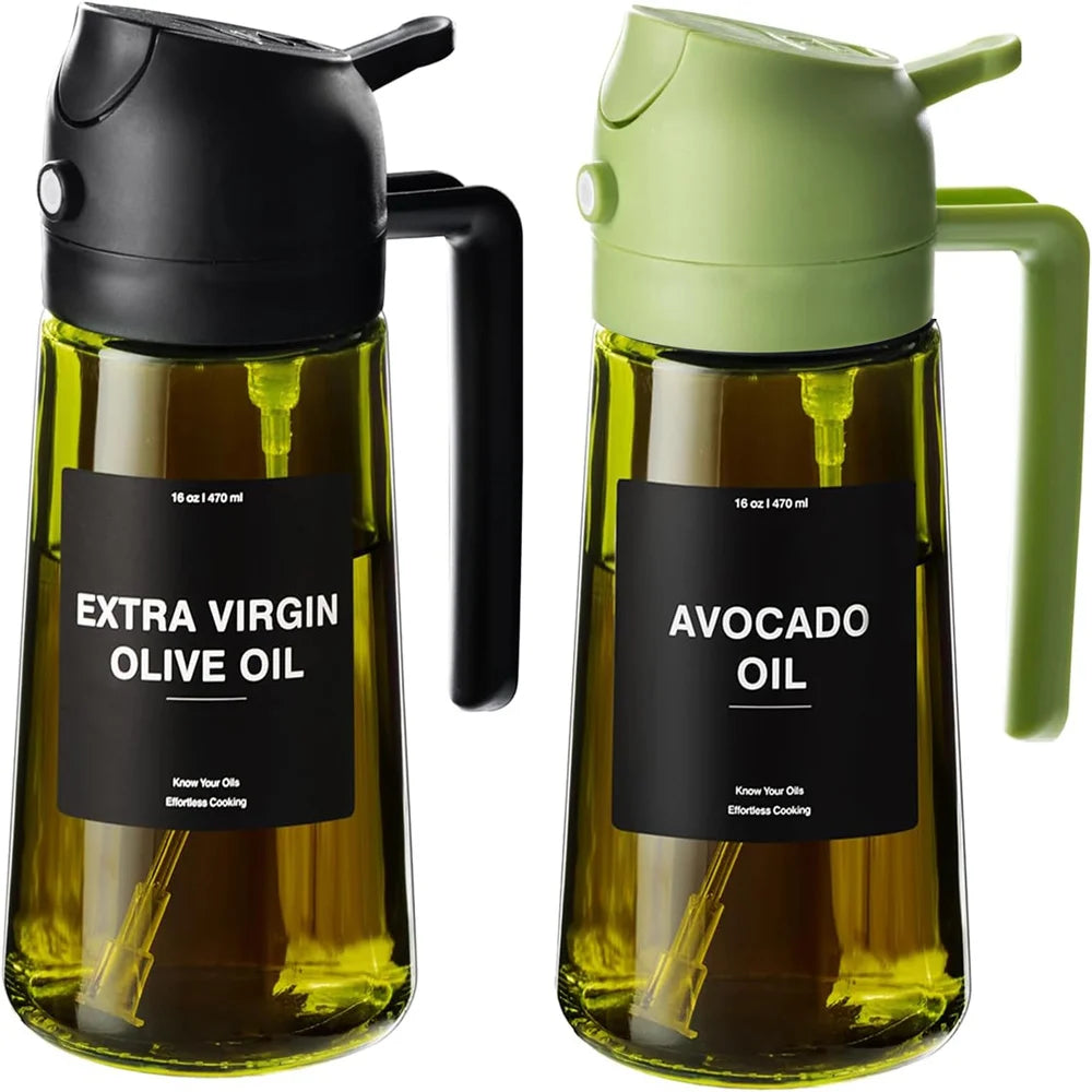 Oil Sprayer for Cooking,2-in-1 Olive Oil Dispenser and Oil Spray Bottle 470 ml