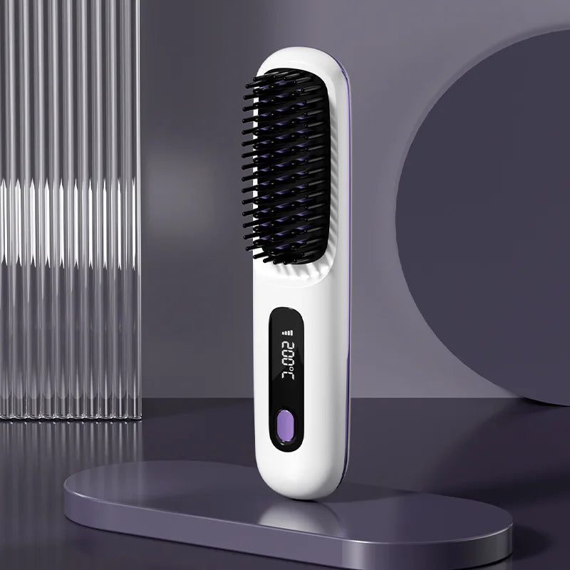 💁‍♀️Wireless Ceramic Hair Straightening Comb – Fast Heating, Anti-Frizz & Tangle-Free Design✨