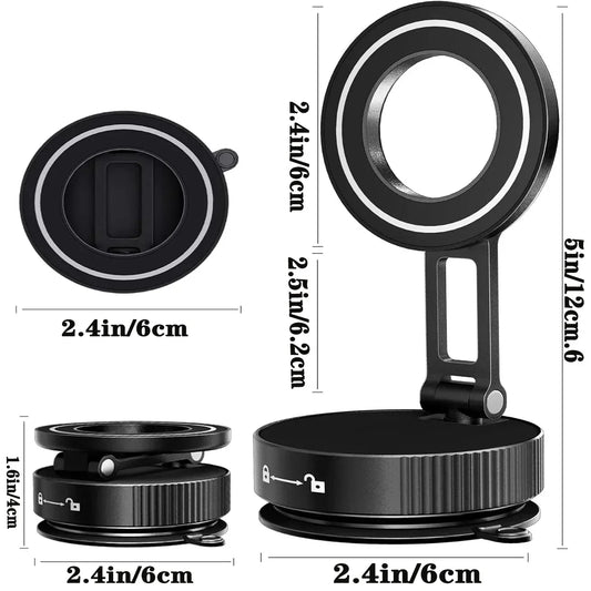 Magnetic Car Phone Holder – 360° Adjustable Vacuum Mount, Universal Fit