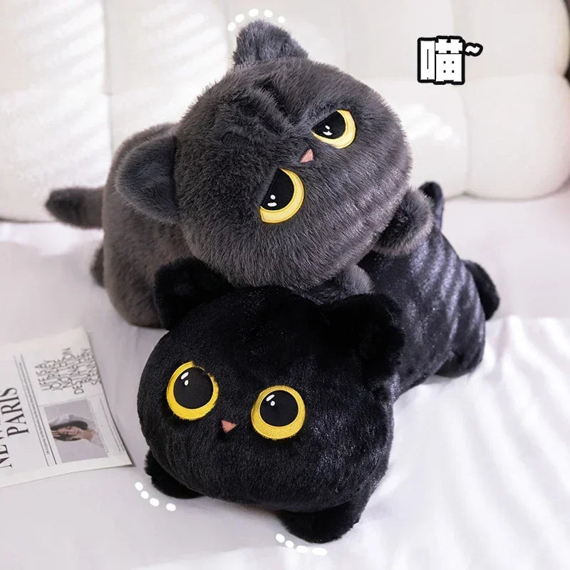 45cm kawaii Black Cat Plush Toy Doll Cute Big Cuddly Pillow Cushion Ins Black Cat Plush Toy Doll For Boy Girl Brithday Gifts