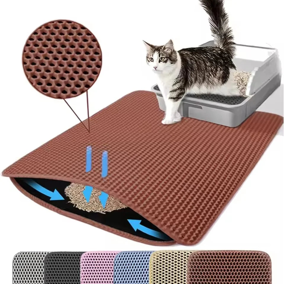 Cat Litter Mat Double Layer Pet Non Slip Big Pet Litter Box Filter Mat Wear Resistant Waterproof Anti-slip Cat Litter Mat