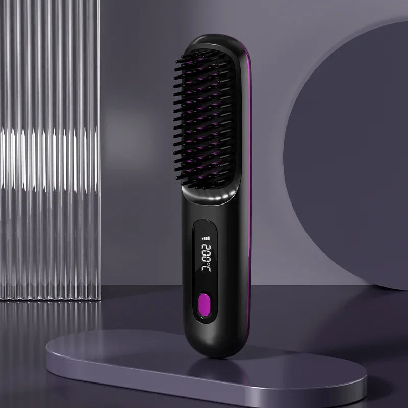 💁‍♀️Wireless Ceramic Hair Straightening Comb – Fast Heating, Anti-Frizz & Tangle-Free Design✨