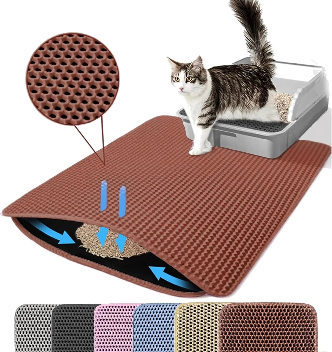 Cat Litter Mat Double Layer Pet Non Slip Big Pet Litter Box Filter Mat Wear Resistant Waterproof Anti-slip Cat Litter Mat
