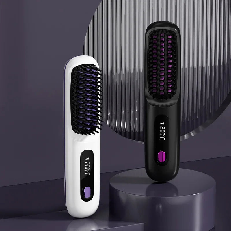 💁‍♀️Wireless Ceramic Hair Straightening Comb – Fast Heating, Anti-Frizz & Tangle-Free Design✨