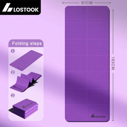 Foldable TPE Yoga Mat | 4mm Thick Non-Slip Exercise Mat for Yoga, Pilates & Home Workouts