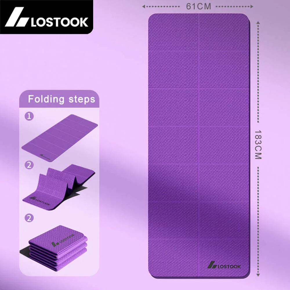 Foldable TPE Yoga Mat | 4mm Thick Non-Slip Exercise Mat for Yoga, Pilates & Home Workouts