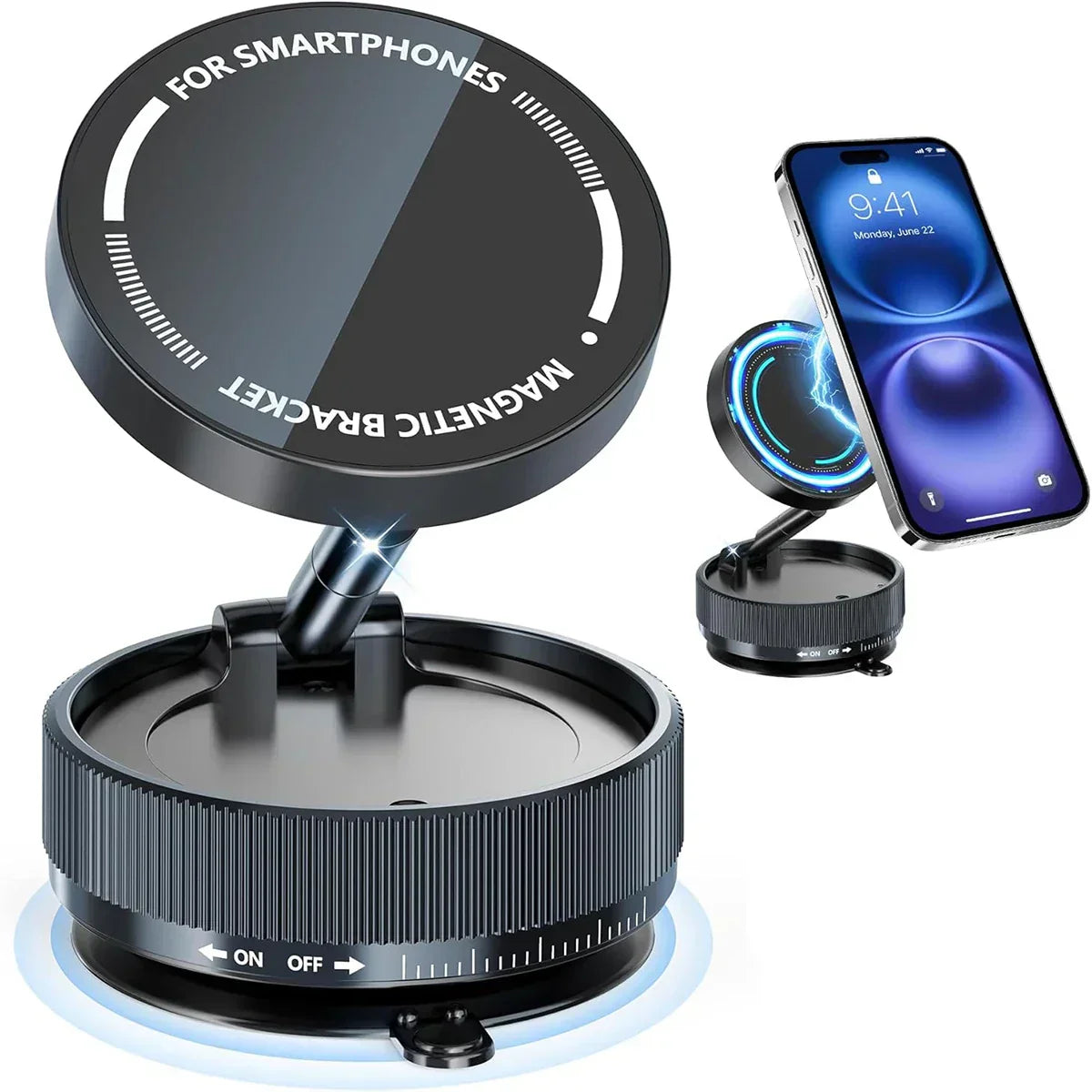 Magnetic Car Phone Holder – 360° Adjustable Vacuum Mount, Universal Fit