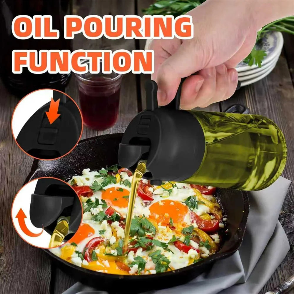 Oil Sprayer for Cooking,2-in-1 Olive Oil Dispenser and Oil Spray Bottle 470 ml