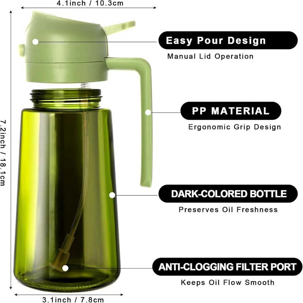 Oil Sprayer for Cooking,2-in-1 Olive Oil Dispenser and Oil Spray Bottle 470 ml