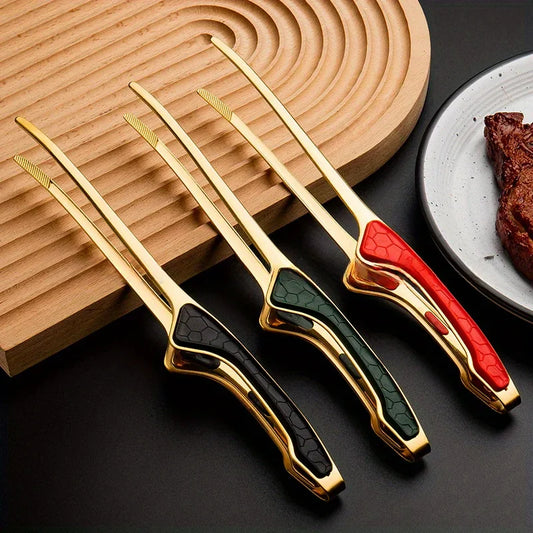 Miniature Stainless Steel Kitchen Tongs 3 Colors | Non-Slip Grip for Tiny Cooking