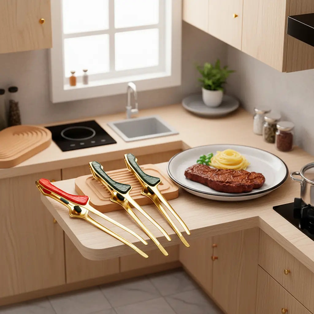 Miniature Stainless Steel Kitchen Tongs 3 Colors | Non-Slip Grip for Tiny Cooking